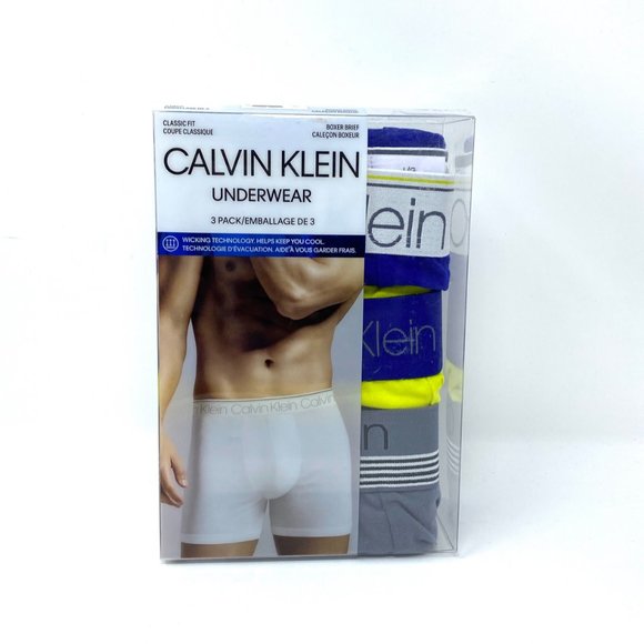 💖MEGA SALE💖Calvin Klein 3 Boxer Brief Blue Lime Gray Cotton Men's NB2730901 - Picture 5 of 7